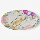 テディパーソナライズされた素朴ベア ペーパープレート (アングル)