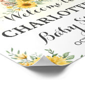 テディビーひまわり緑の赤ちゃんシャワーを待つ ポスター (角)