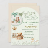 テディピクニックベビーシャワー招待状 招待状 (正面/裏面)