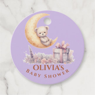 テディピンクベアーガールベビーシャワー フェイバータグ