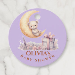 テディピンクベアーガールベビーシャワー フェイバータグ