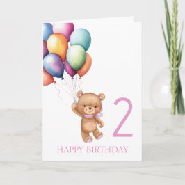 テディピンク2nd誕生日バルーンカード カード