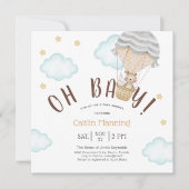 テディベアああベビーウッドランドニュートラルベビーシャワーin 招待状 (正面)