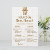 テディベアあなたの電話の赤ちゃんシャワーゲームで 便箋 (スタンド正面)