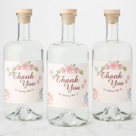 テディベアありがとうベビーショーウォーターボトルラベル リキュールボトルラベル