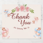 テディベアありがとうベビーショーウォーターボトルラベル リキュールボトルラベル (シングルラベル)