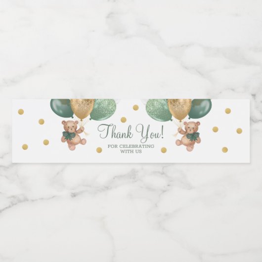 テディベアありがとう赤ちゃんシャワー水ボトルラベ ペットボトルラベル (シングルラベル)