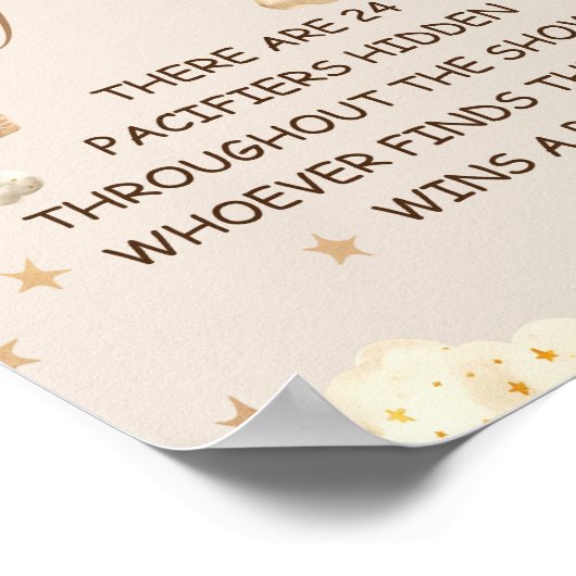 テディベアおしゃぶり狩りおもしろいゲームサイン ポスター (角)