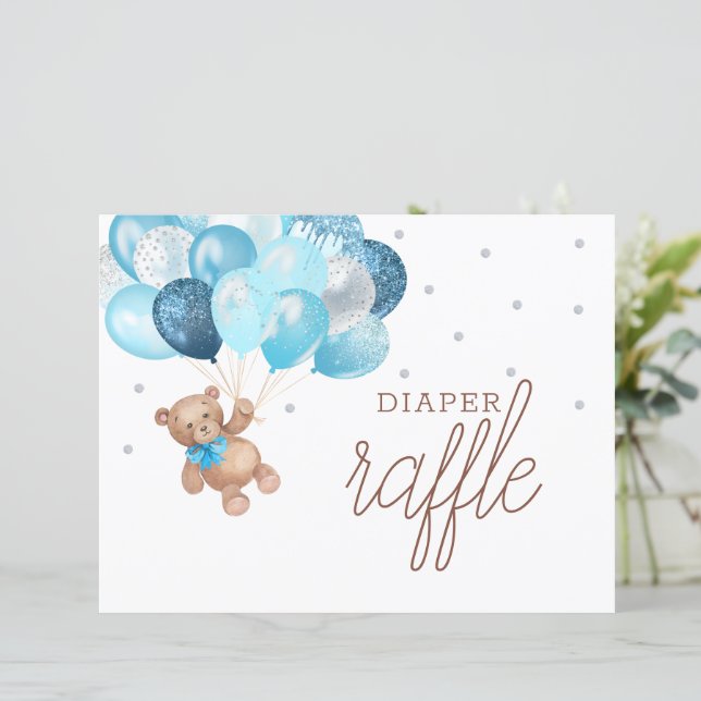 テディベアおむつラッフルゲームサインベビーシャワー (スタンド正面)