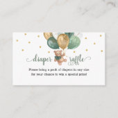 テディベアおむつラッフルセージ緑のベビーシャワー エンクロージャーカード (正面)