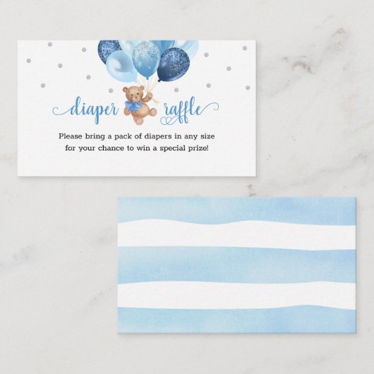テディベアおむつラッフルベビーシャワー エンクロージャーカード (正面/裏面)