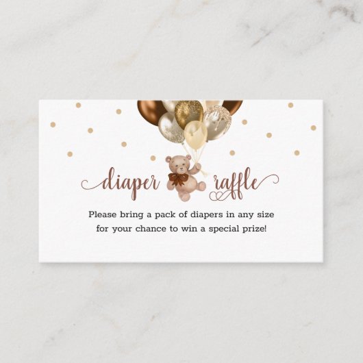 テディベアおむつラッフルベビーシャワー エンクロージャーカード (正面)