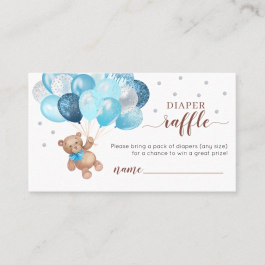 テディベアおむつラッフル赤ちゃんシャワーエンクロージャ エンクロージャーカード (正面)