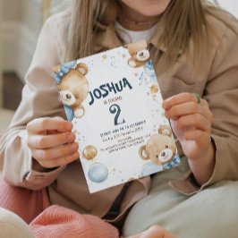 テディベアおよびバルーン子供の誕生日パーティー 招待状