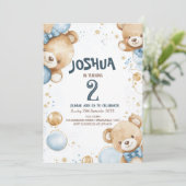 テディベアおよびバルーン子供の誕生日パーティー 招待状 (スタンド正面)