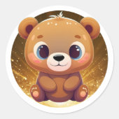 テディベアお洒落アニマル漫画グラフィック🧸 ラウンドシール (正面)