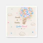 テディベアかわいいジェンダーがピンク色を明かす スタンダードカクテルナプキン (正面)