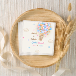 テディベアかわいいジェンダーがピンク色を明かす スタンダードカクテルナプキン