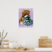 テディベアかわいいベビーライトパープルプリント ポスター (キッチン)