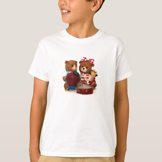 テディベアかわいいペア Tシャツ (正面)