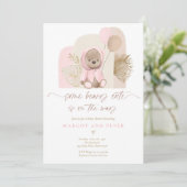 テディベアかわいいボホベイビーシャワー 招待状 (スタンド正面)