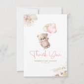 テディベアかわいい女の子ベビーシャワーありがとう サンキューカード (正面)