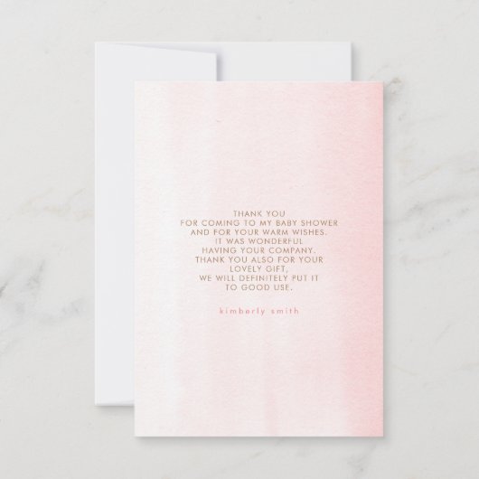 テディベアかわいい女の子ベビーシャワーありがとう サンキューカード (裏面)