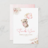 テディベアかわいい女の子ベビーシャワーありがとう サンキューカード (正面/裏面)