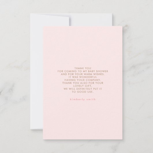 テディベアかわいい女の子ベビーシャワーありがとう サンキューカード (裏面)