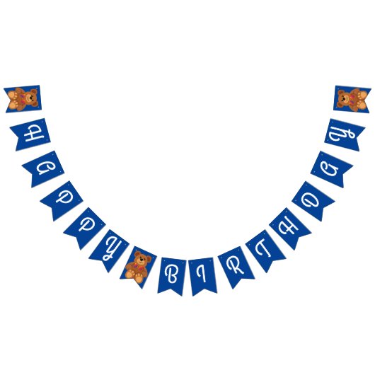 テディベアかわいい子どもの誕生日パーティー バンティングフラッグ (全)