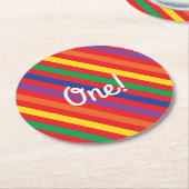 テディベアかわいい子どもの誕生日パーティー ラウンドペーパーコースター (アングル)