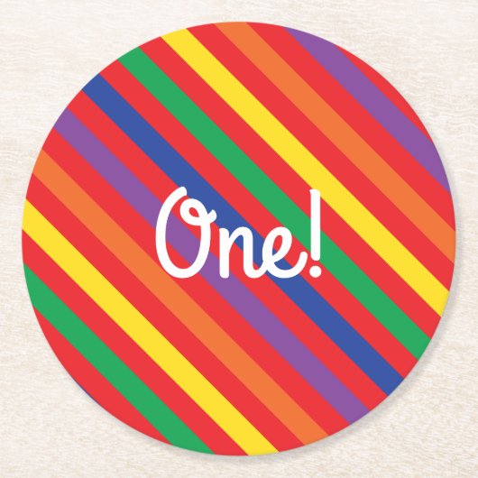 テディベアかわいい子どもの誕生日パーティー ラウンドペーパーコースター (正面)