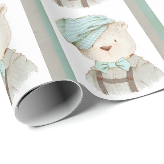テディベアかわいい愛らしい愛らしい甘い赤ちゃん動物 ラッピングペーパー (ロールコーナー)