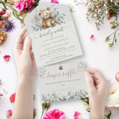 テディベアかわいい男女兼用ベビーベビーシャワーAl オールインワン招待状