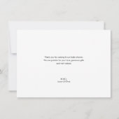 テディベアかわいい緑のビート多くの赤ちゃんシャワー サンキューカード (裏面)