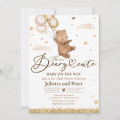 テディベアかわいい赤男女兼用ちゃんシャワー 招待状 (正面)