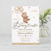 テディベアかわいい赤男女兼用ちゃんシャワー 招待状 (スタンド正面)