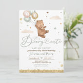 テディベアかわいい赤男女兼用ちゃんシャワー 招待状 (スタンド正面)