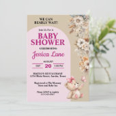 テディベアかわいらしフ素朴ラバーガールベイビーシャワー 招待状 (スタンド正面)