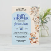 テディベアかわいらしフ素朴ラワーボーイ赤ちゃんシャワー 招待状 (スタンド正面)