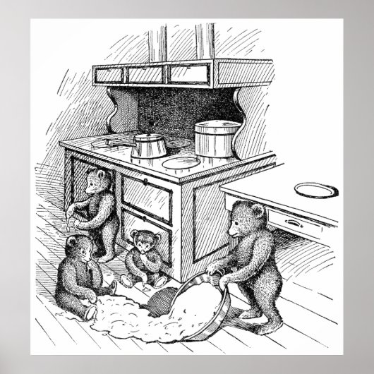 . .テディベアが台所でめちゃくちゃにする ポスター (正面)