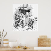 . .テディベアが台所でめちゃくちゃにする ポスター (キッチン)