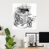 . .テディベアが台所でめちゃくちゃにする ポスター (ホームオフィス)