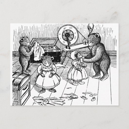 テディベアが服を試着 ポストカード (正面)