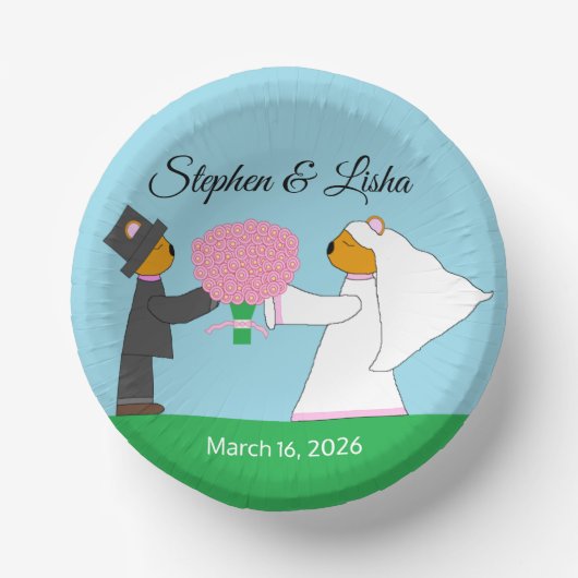 テディベアが結婚披露宴に ペーパーボウル (正面)