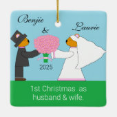 テディベアが結婚 セラミックオーナメント (裏面)