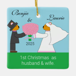 テディベアが結婚 セラミックオーナメント