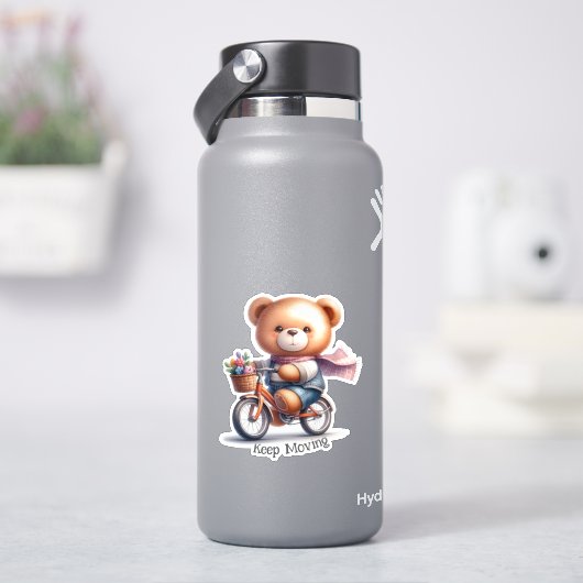 テディベアが自転車に乗っている シール (HydroFlask)