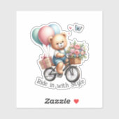 テディベアが自転車に乗っている シール (シート)