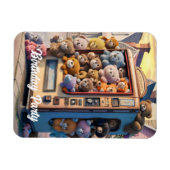 テディベアが詰まった自動販売機 マグネット (横)